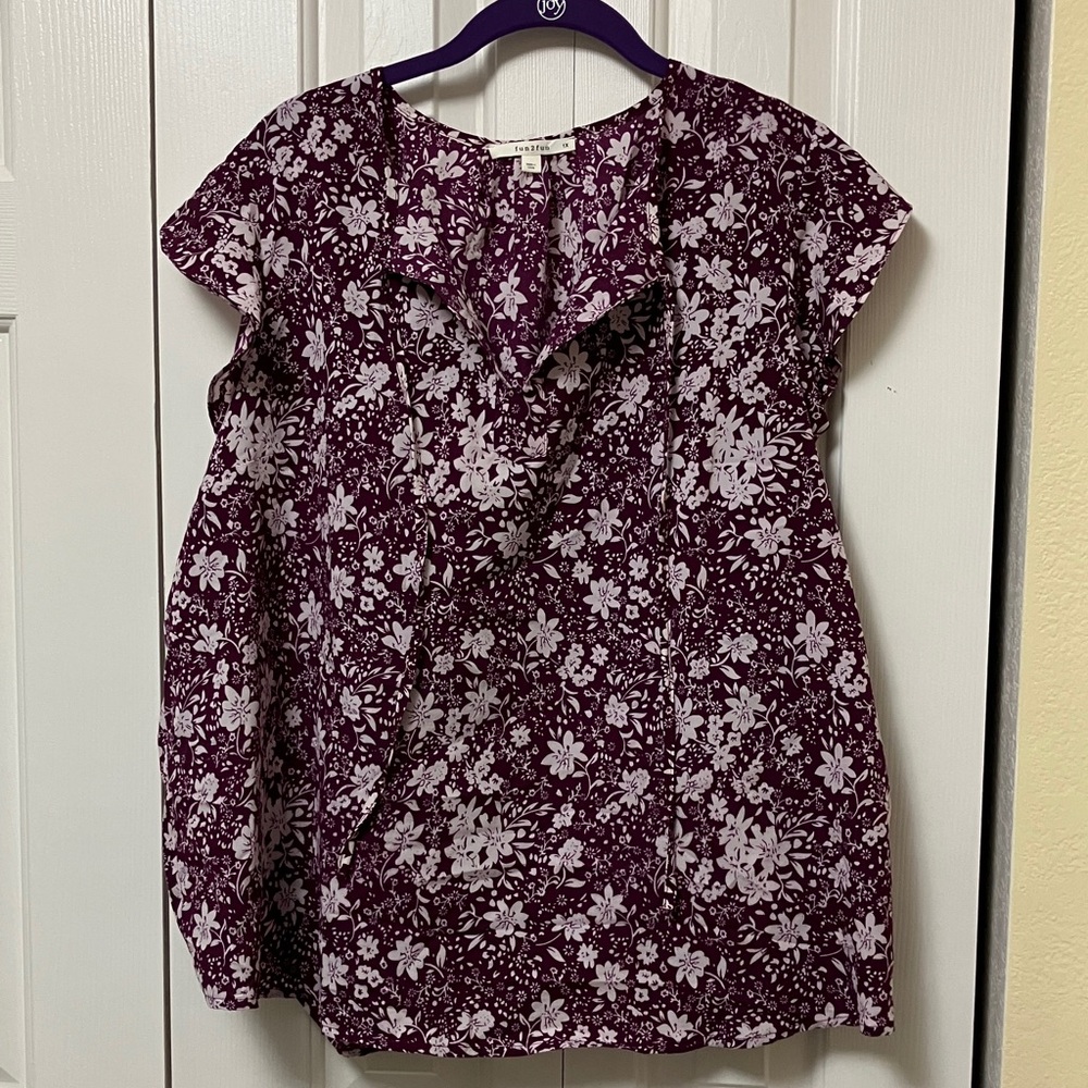Papermoon Dark Purple and White Floral Blouse